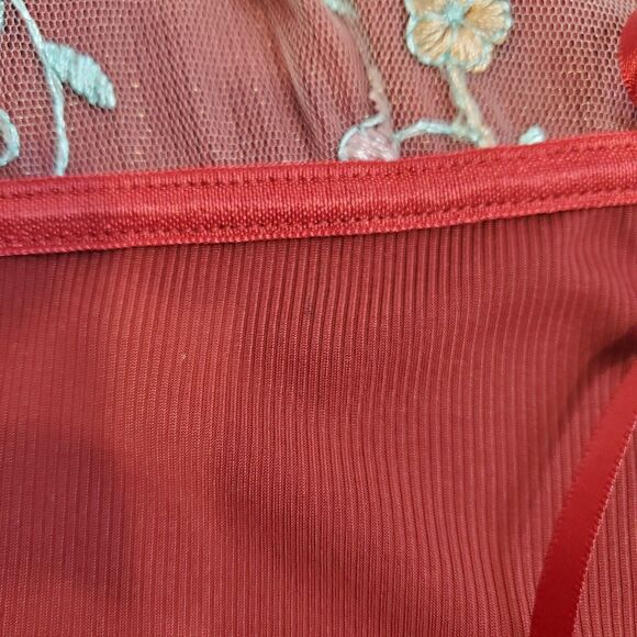 Y2K Fairy Babydoll Maxi Slip Dress M Embroidered Sheer Mesh Dainty Coquette - Picture 3 of 13